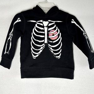 Old Navy Skeleton Donut Hoodie Toddler 3T Black Hooded Sweatshirt Doughnut